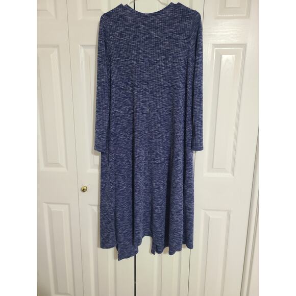 Lularoe small women's blue static print open front long sleeve cardigan - Picture 3 of 6